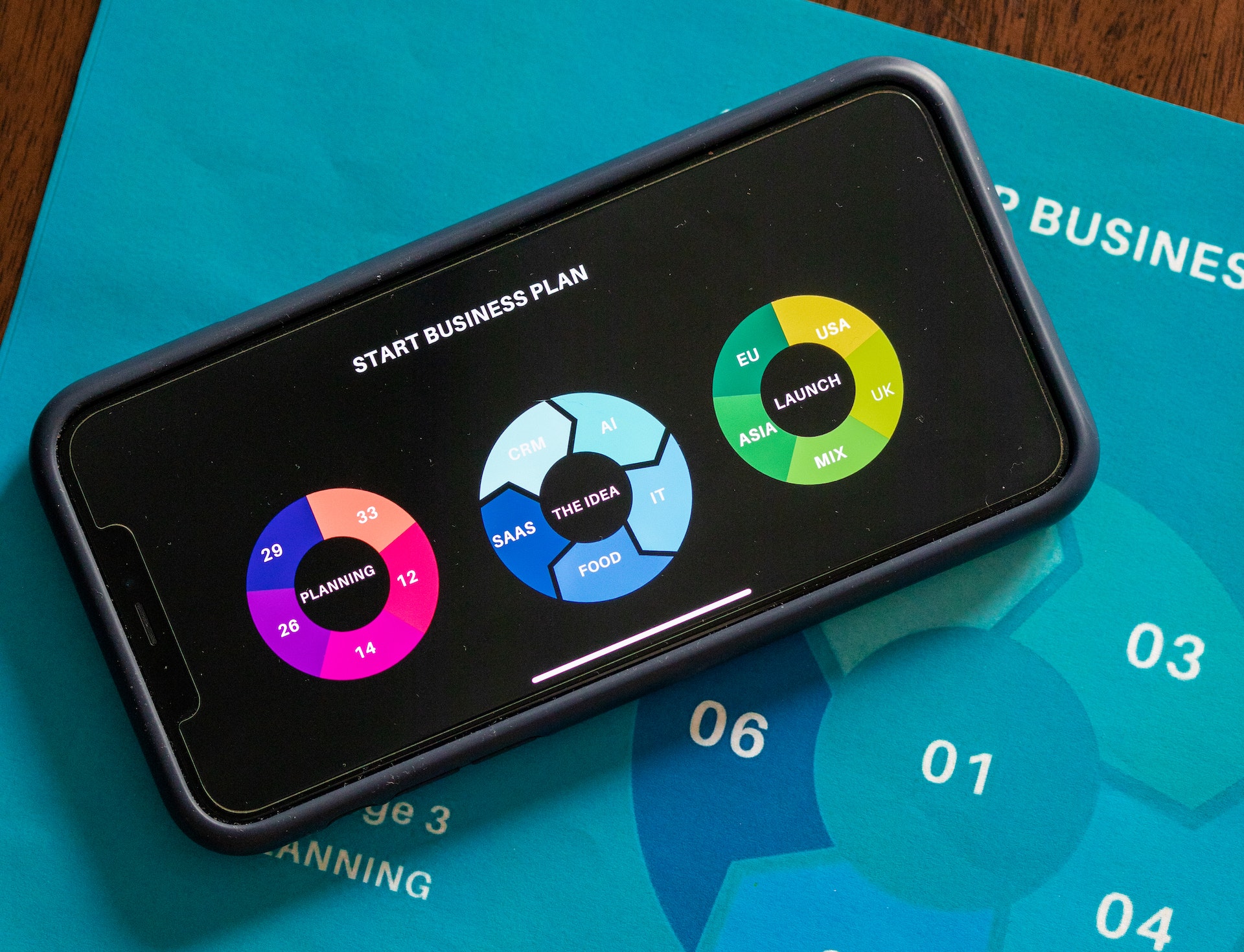Business infographics displayed on a mobile device