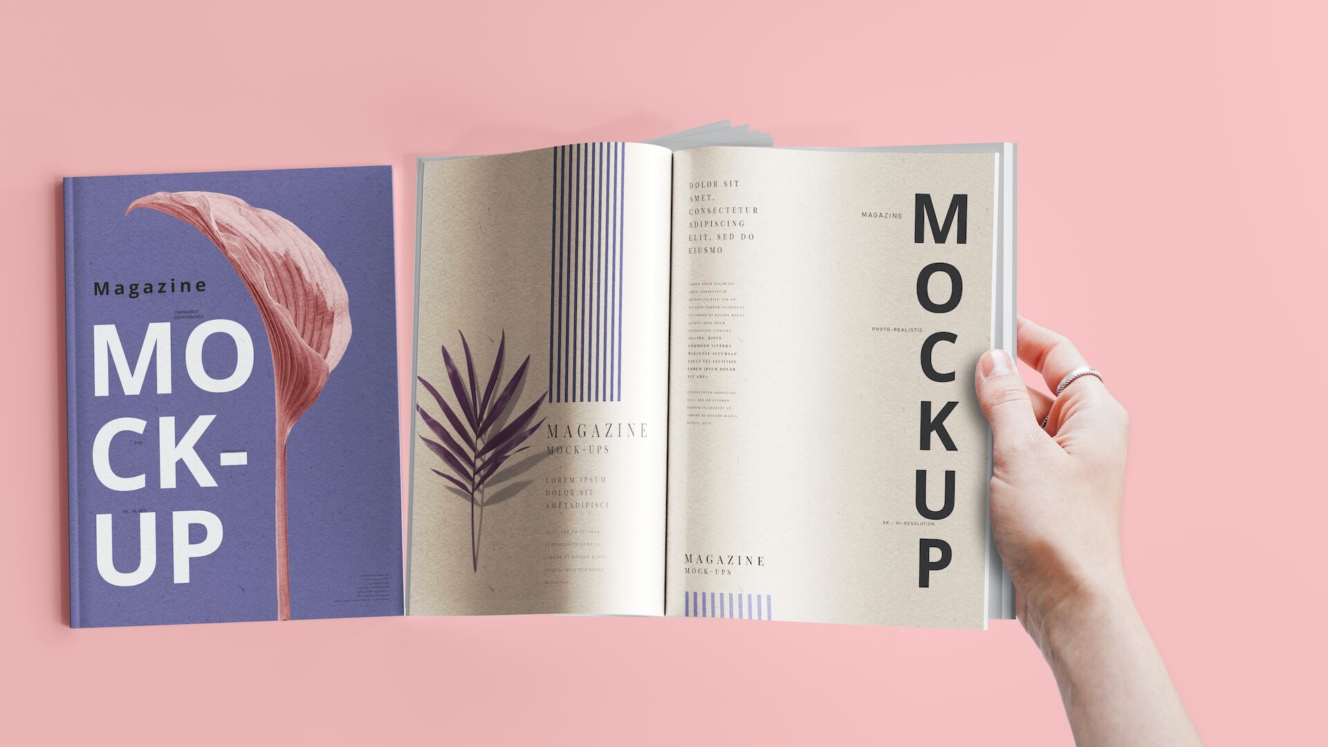 Branding mockup design on a printed magazine.