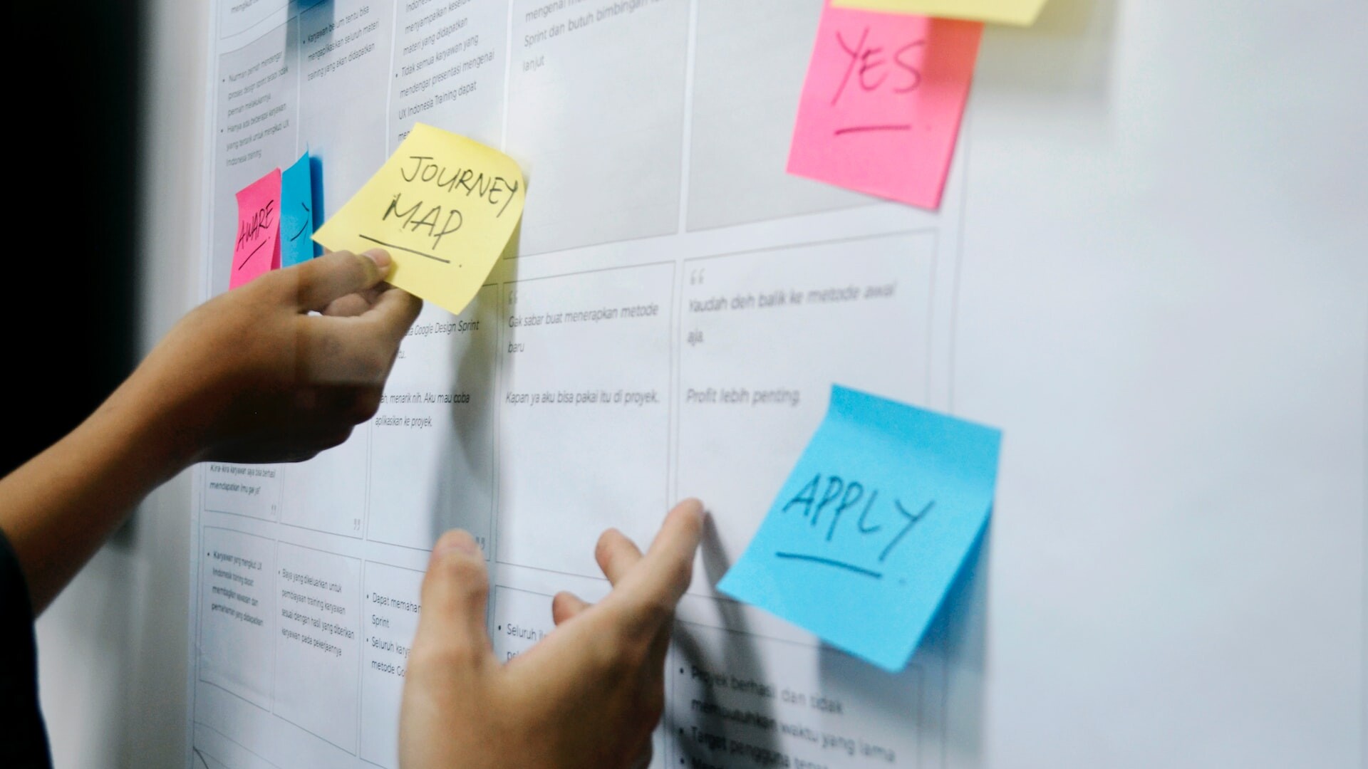 Users use sticky note in user testing session.