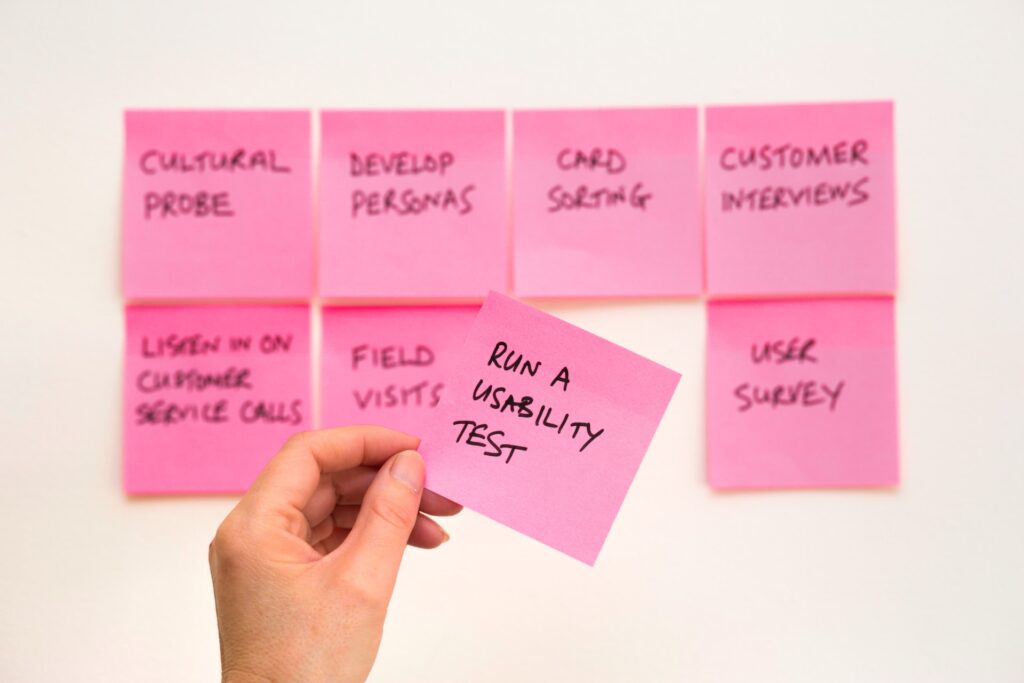 Usability Testing post notes
