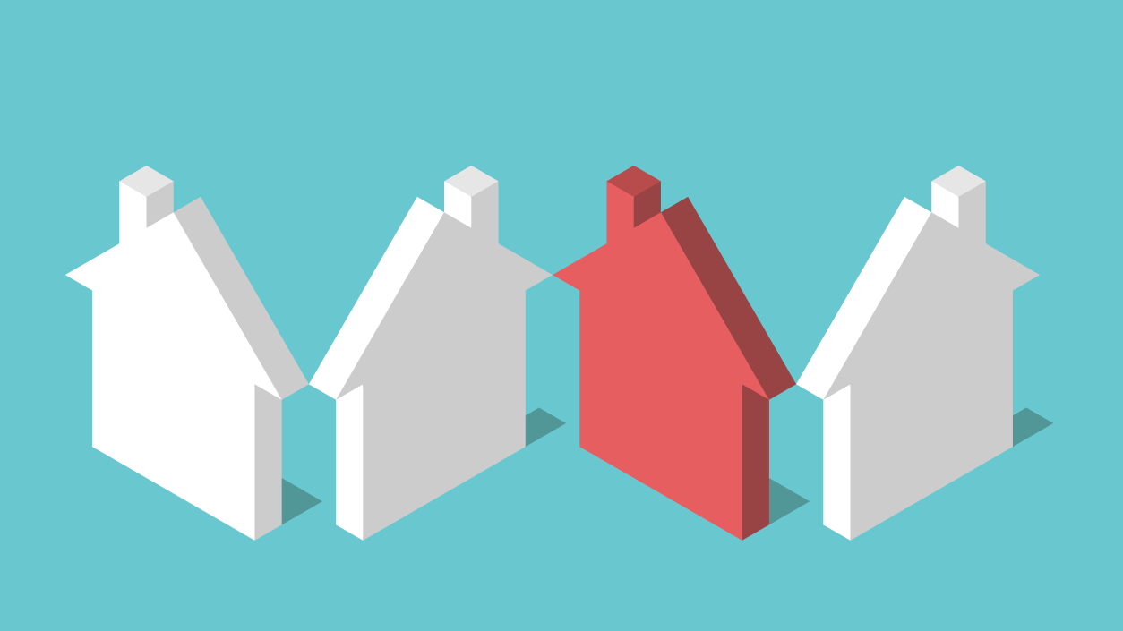 A graphic design of flat design showcasing houses