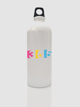 Branded water bottle.