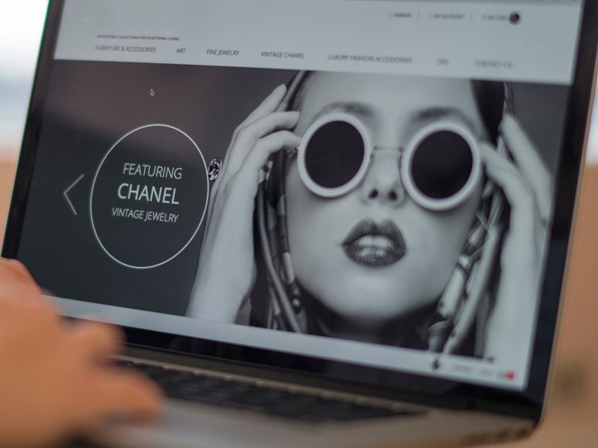 Computer screen featuring UX Design for a luxury brand