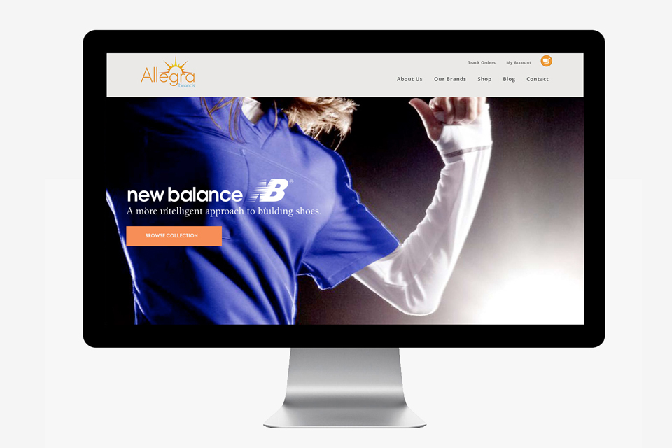 Allegra homepage, showcasing an athlete running.
